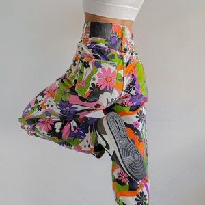 Retro BDG Flower Power Psychedelic Pants High Rise Wide Leg 28 Indie Groove 70’s